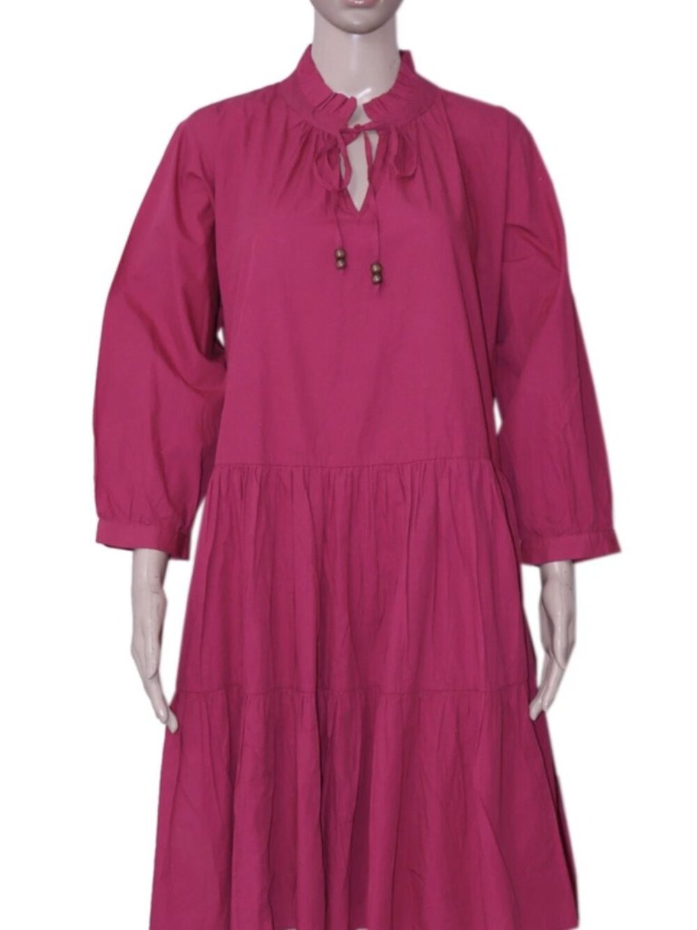 Joop & Gypsy Ruffle Mini Dress Magenta Quarter Sleeve Tired Tie L 12